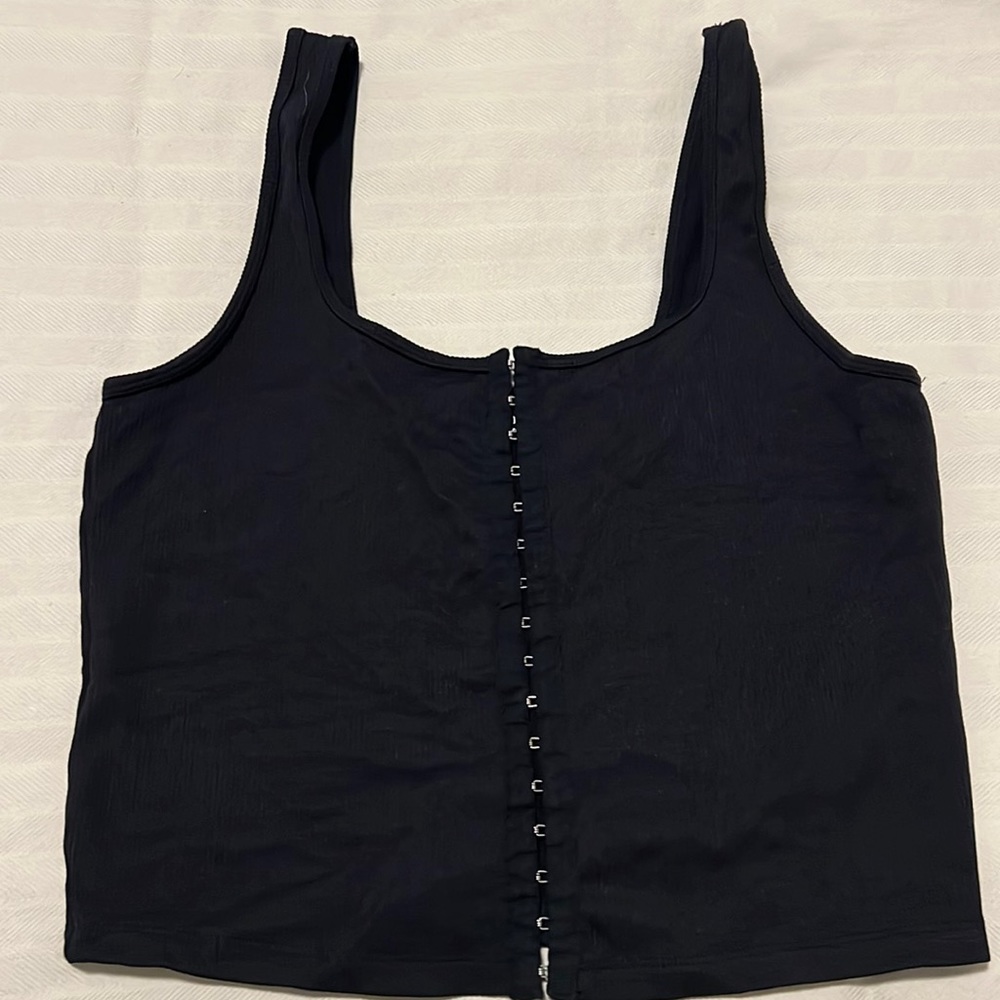 Black hook and eye closure, Abercrombie, and Fitch tank top. Great condition